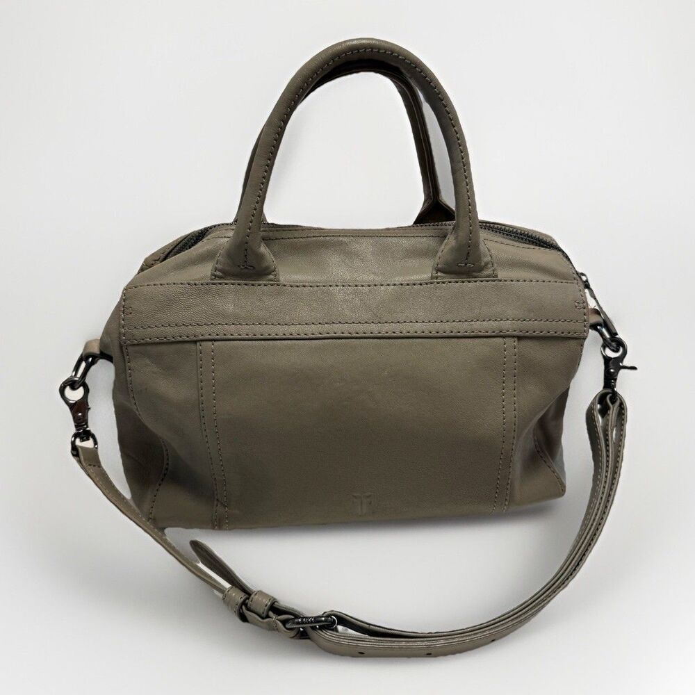 FRYE $398 ‘Lena’ Zip Leather Satchel Gray Grey Minimalist Clean Girl